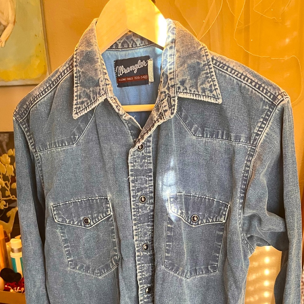 Distressed Vintage Wrangler Western Denim Shirt